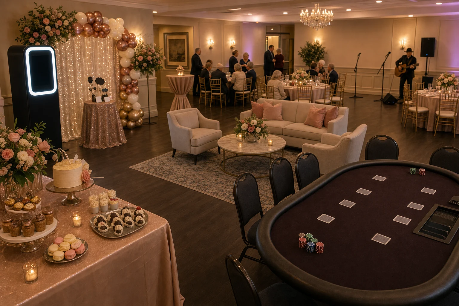 Anniversary Party Rentals Philadelphia: Photo Booths, Casino Tables, Live Entertainment, and Elegant Details