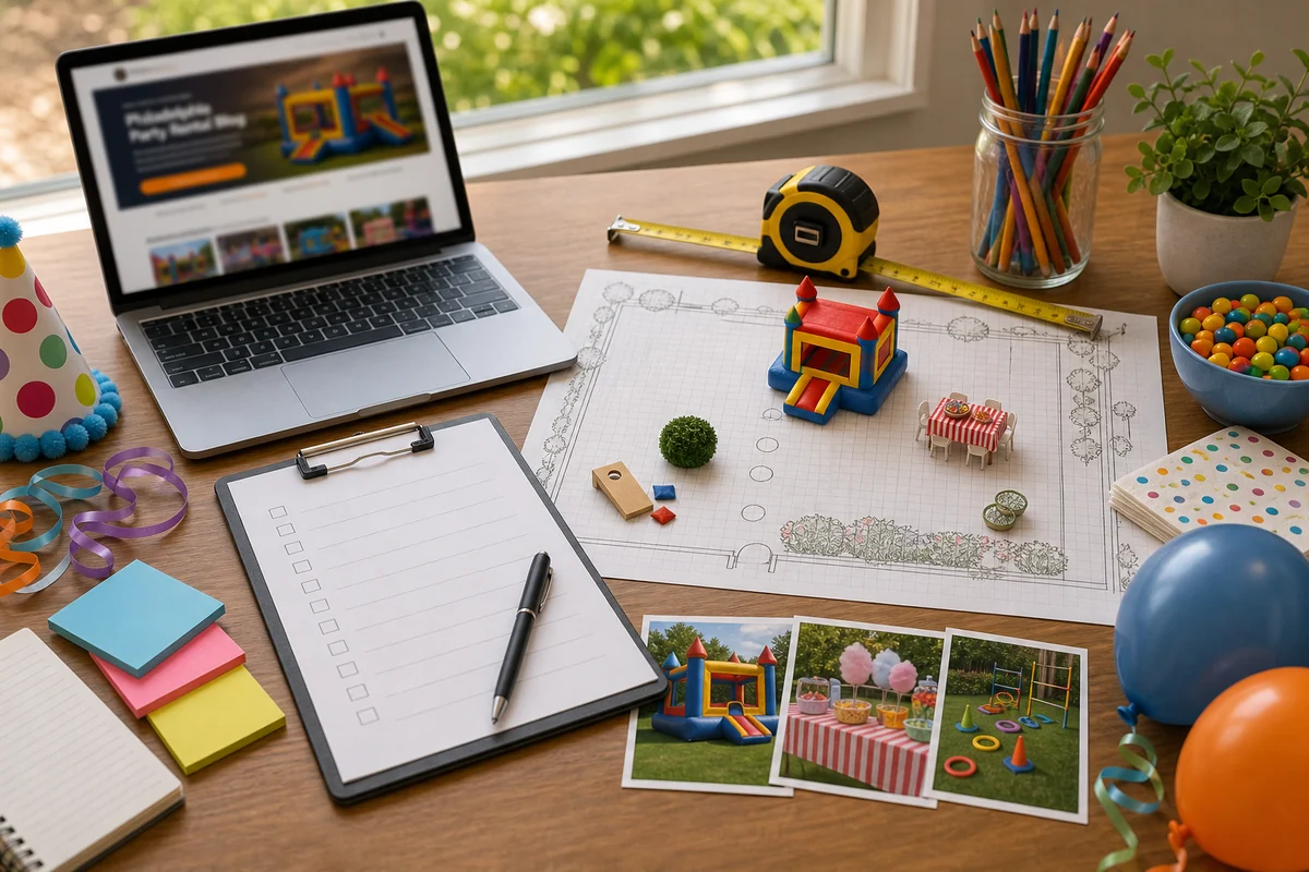 Birthday party rental quote checklist and backyard planning materials