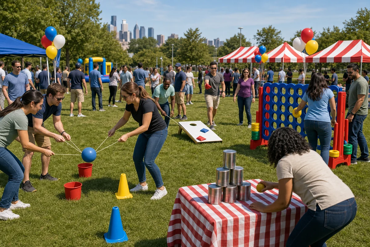 Company picnic team challenge games and carnival-style activities in Philadelphia
