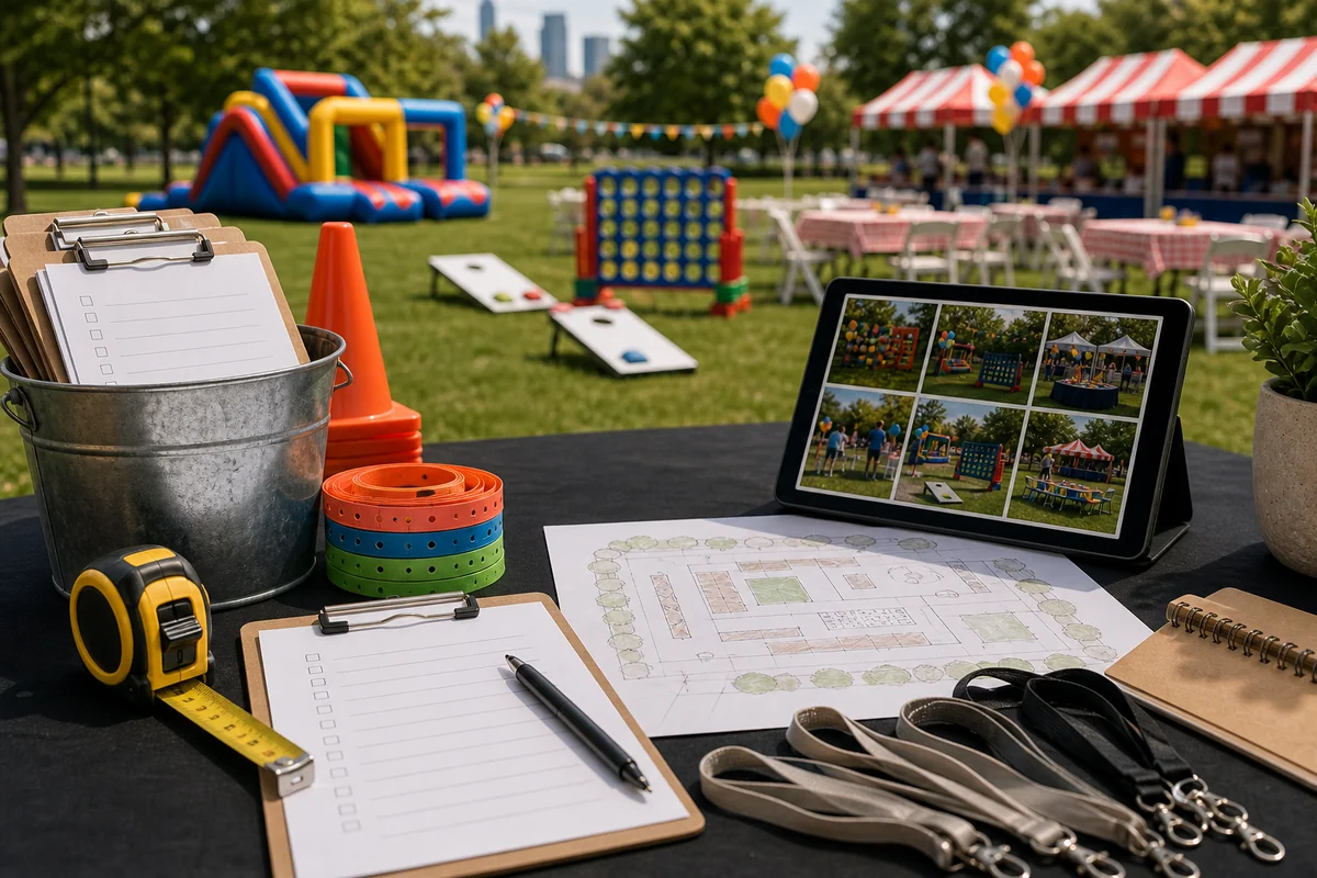 Company picnic rental quote checklist with event layout materials