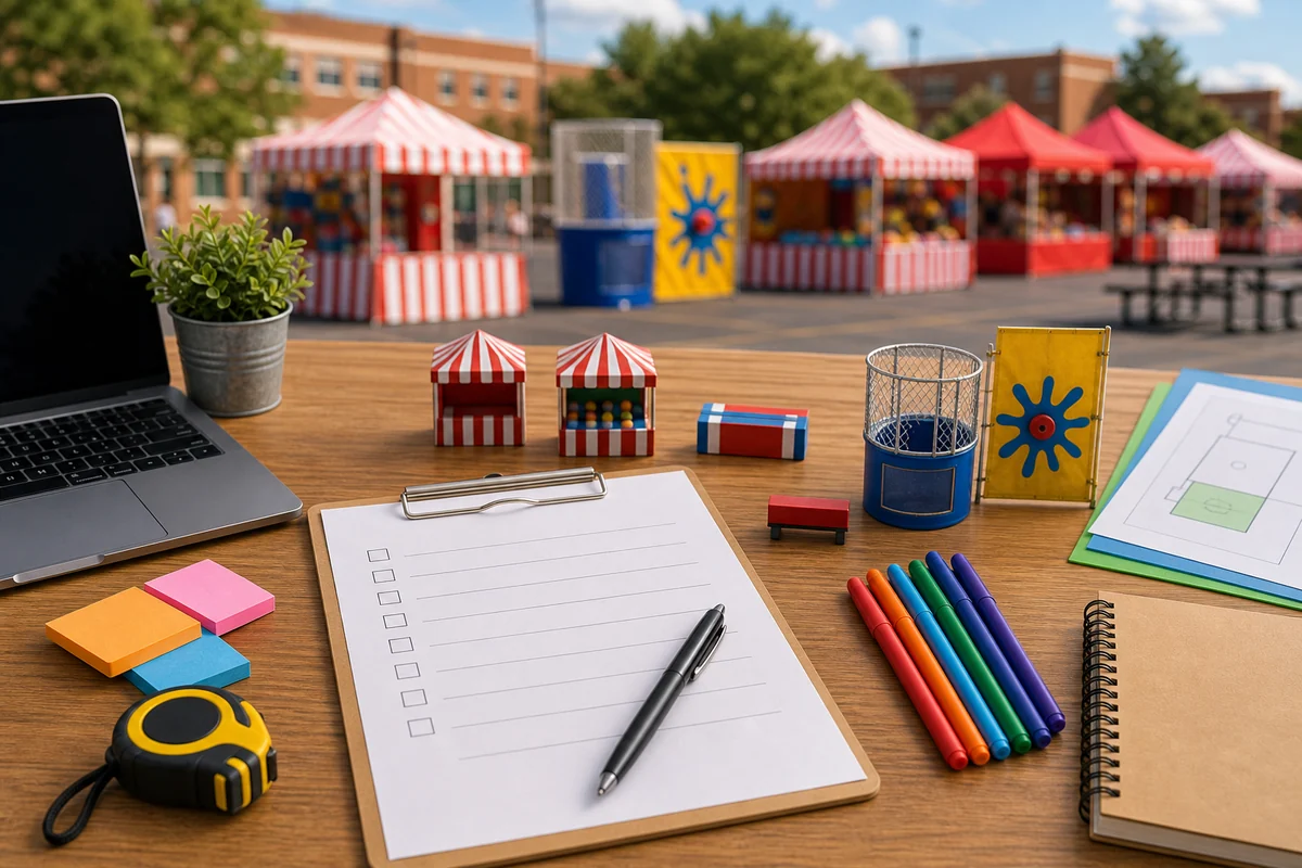 School carnival rental quote checklist with planning materials