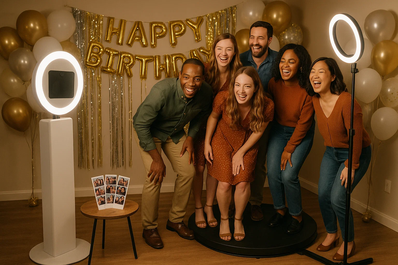 Birthday party photo booth setup
