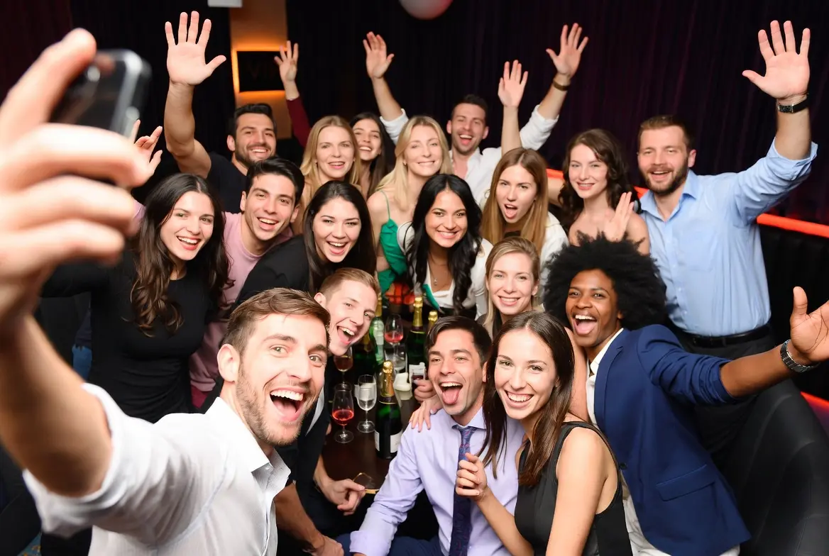 Group selfie after choosing the best Las Vegas strip club from the count guide