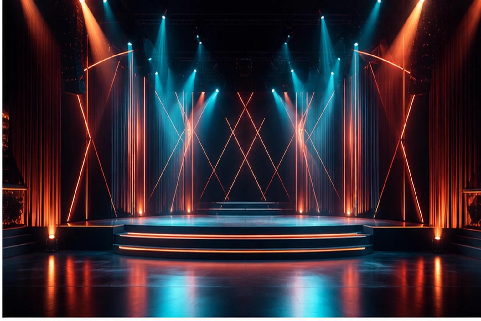 Generic generated stage-style Las Vegas nightlife illustration for Chicas Bonitas; not the actual venue